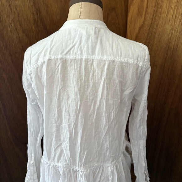 H&M CONSCIOUS Collection sz 8 High Low Shirt Fishtail White 3/4 Sleeve - Picture 6 of 12